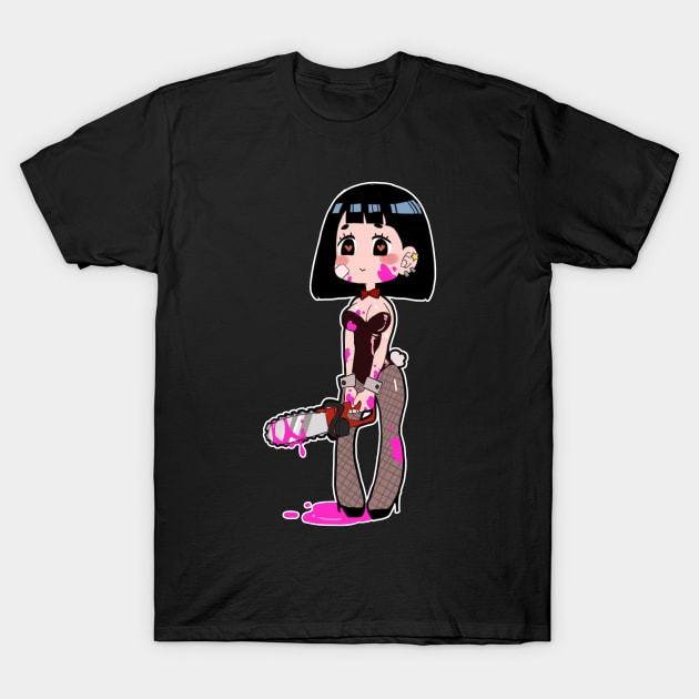 Bun Bun Emi - Cute Chibi Chainsaw Pink Blood Version T-Shirt by MykaAndSalmon